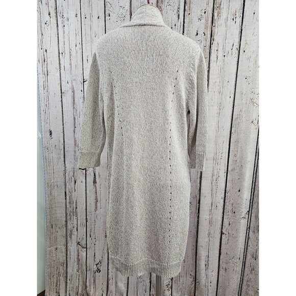 Magaschoni Knit Duster Length Button Front Cardigan Sweater Sparkly Women's M - Picture 6 of 10